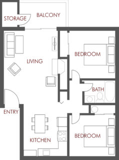 2 Bed / 1 Bath / 820 sq ft / Availability: Please Call / Deposit: $200 * / Rent: $1,160